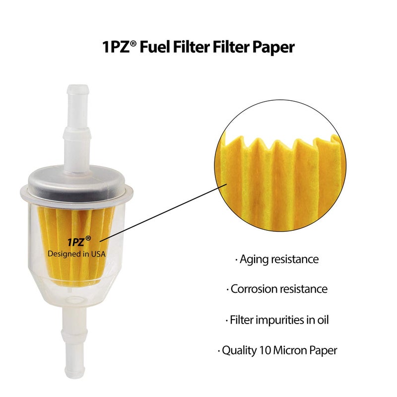 1PZ KHX-F01 Premium 1/4" and 5/16" inch Universal Fuel Filter Barbed Clear Replacement for Honda Kohler Toro Kawasaki Kohler Briggs & Stratton John Deere (Pack of 10) - Image 4